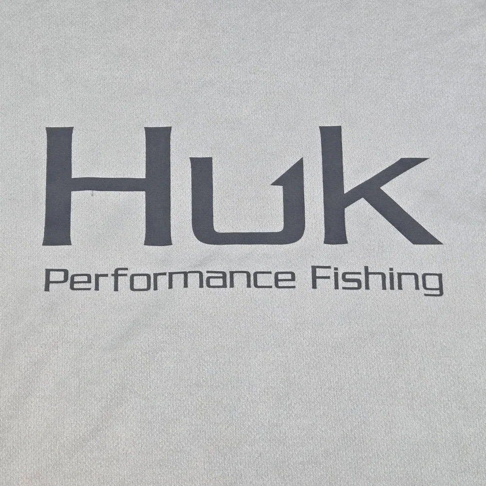 Huk Performance Fishing Shirt Mens XXXL Long Sleeve Graphic Logo Tee Grey XXXL